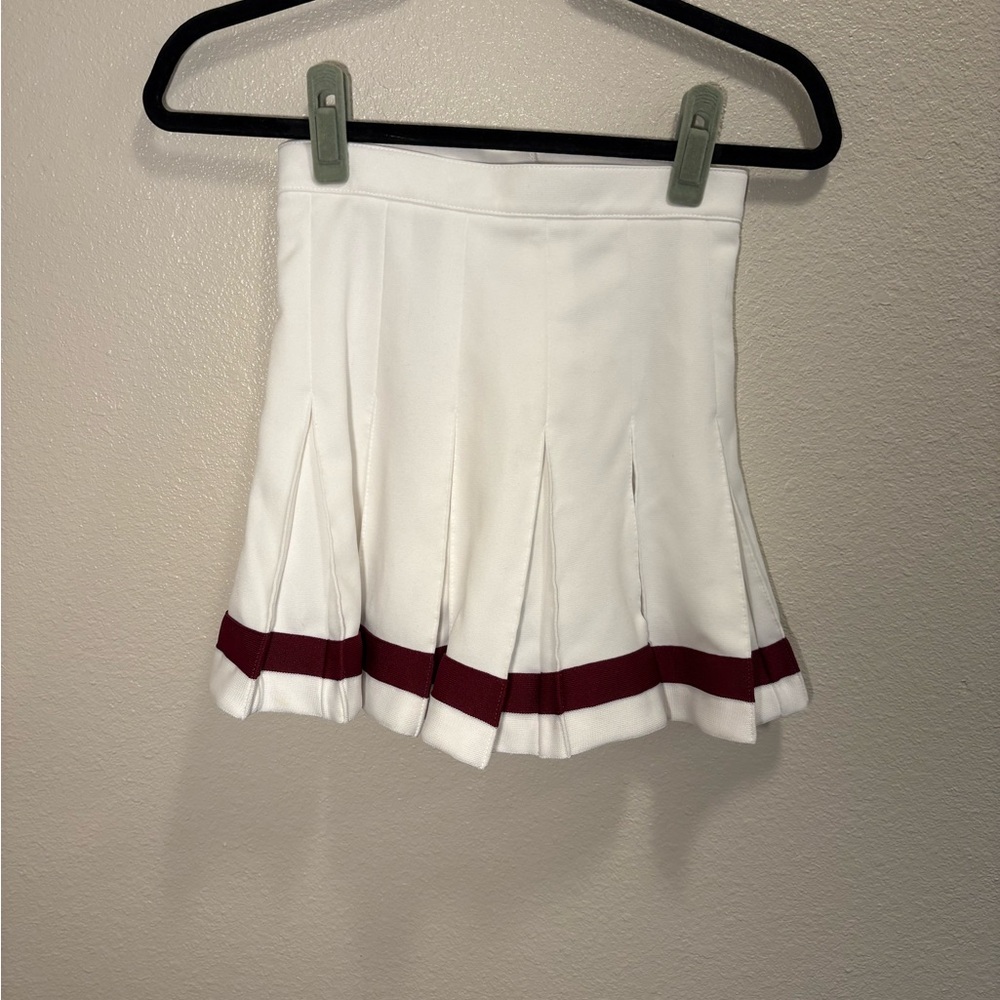 White and maroon varsity cheer skirt